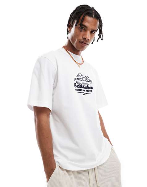 Pull&Bear - T-shirt à imprimé « Beach mode » - Blanc - view 1