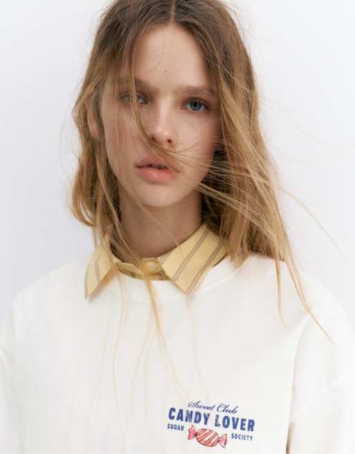 Pull&Bear - T-shirt à imprimé Candy Lover - Glace, 3 de 4