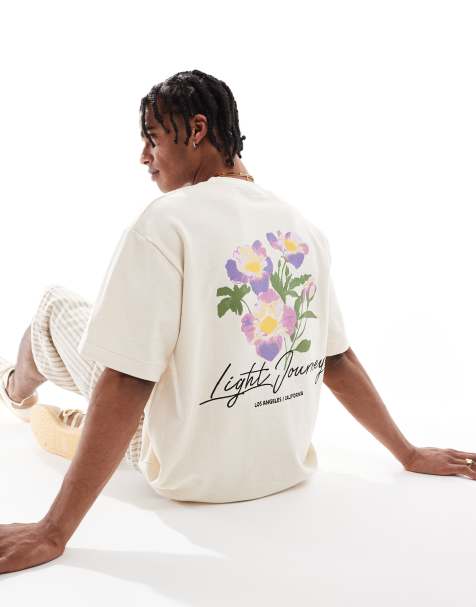 Pull&Bear - T-shirt à imprimé fleurs au dos - Blanc - view 1
