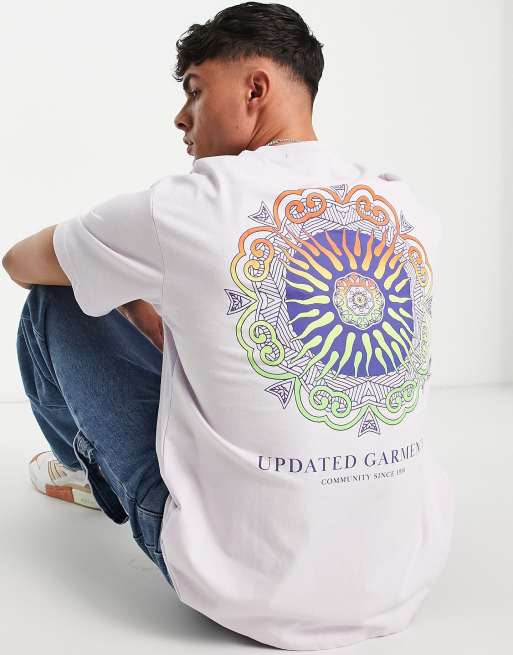 Pull&Bear Tshirt à imprimé Updated Garment au dos Lilas ASOS
