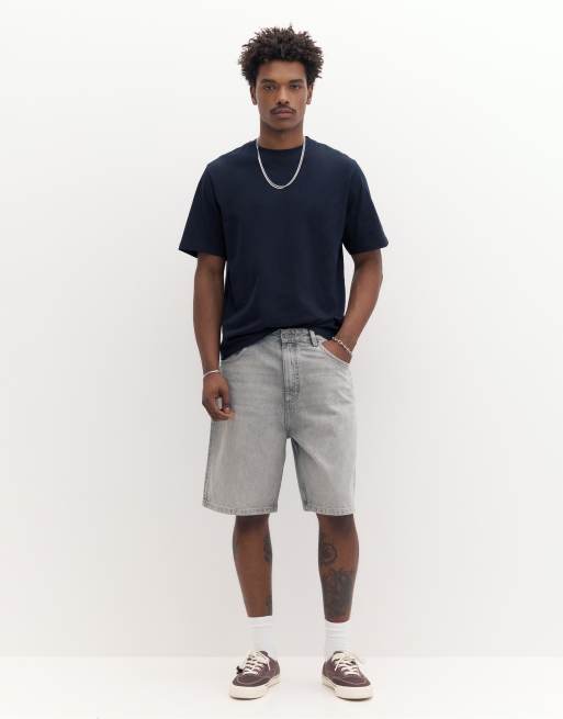 Pull&Bear - T-shirt à manches courtes basique en coton - Bleu marine