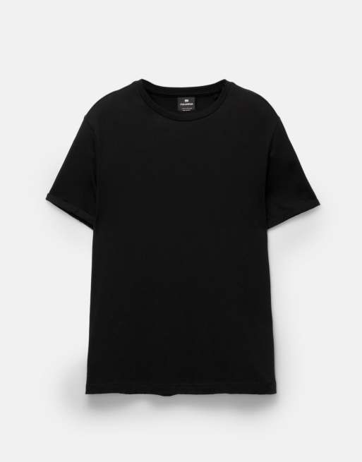 Pull&Bear - T-shirt à manches courtes basique en coton - Noir , 5 de 7