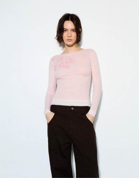 Pull&Bear - T-shirt à manches longues à superposition - Vieux rose - view 1