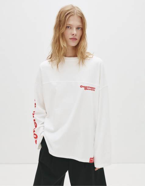 Pull&Bear - T-shirt à manches longues avec imprimé Copenhagen - Glace - view 1