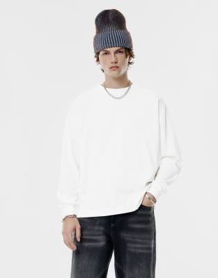 Pull & Bear - T-shirt à manches longues - Blanc