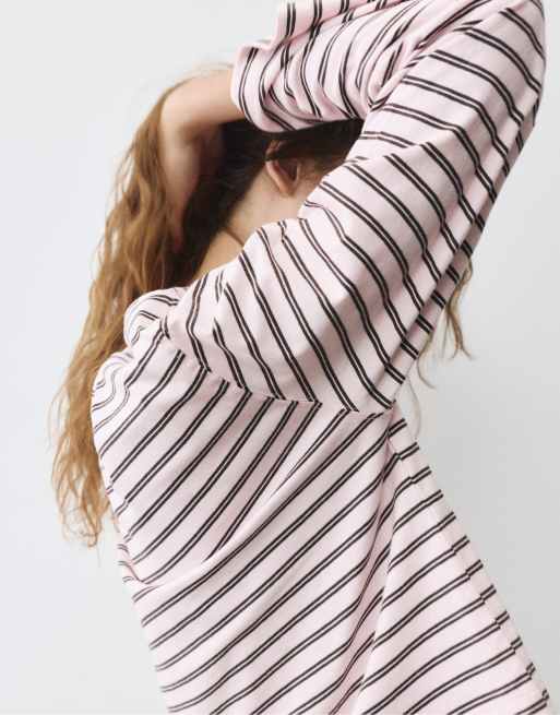 Pull&Bear t-shirt à manches longues coupe carrée marron, 3 de 7