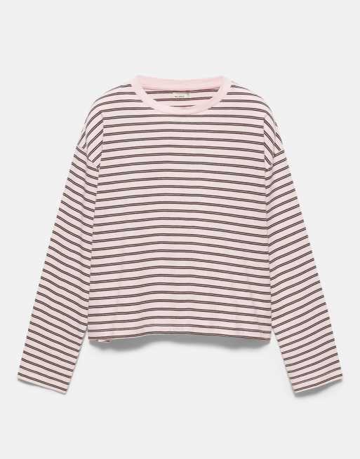 Pull&Bear t-shirt à manches longues coupe carrée marron, 6 de 7