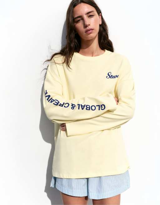 Pull&Bear t-shirt à manches longues jaune, 2 de 7