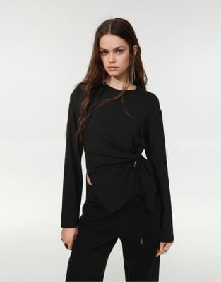 Pull & Bear - T-shirt à manches longues - Noir XS