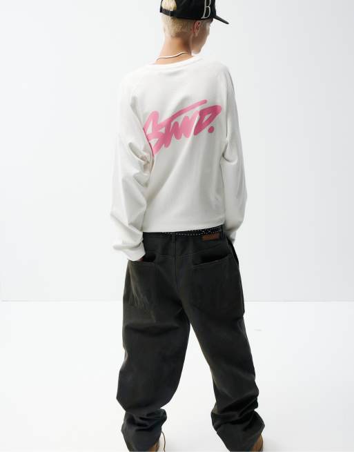 Pull&Bear t-shirt à manches longues Stwd écru, 5 de 7