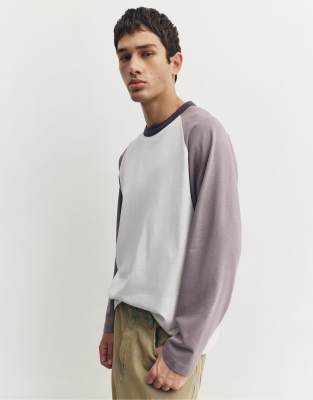 Pull & Bear - T-shirt à manches raglan longues - Mûre-Violet