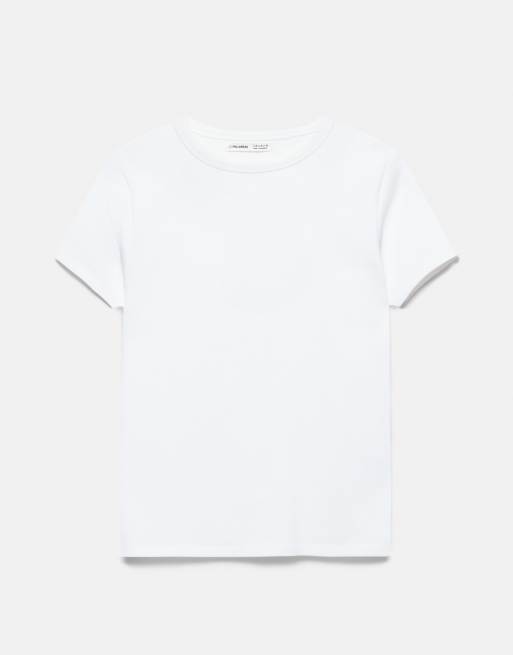 Pull&Bear - T-shirt a maniche corte aderente bianca, 5 di 7