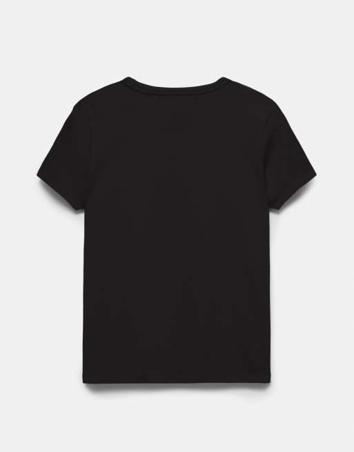 Pull&Bear - T-shirt a maniche corte aderente nera, 7 di 7