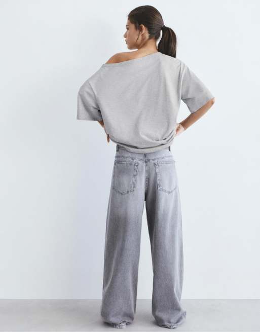 Maglietta Corta Donna BAIGRAM – Manica Corta, Scollo Rotondo, Grigio Erica, Taglia L, Morbida E Slim Fit