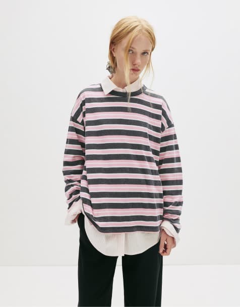 Pull&Bear - T-shirt a maniche lunghe a righe - view 1
