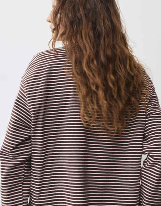 Pull&Bear T-shirt a maniche lunghe boxy fit rosa, 2 di 7