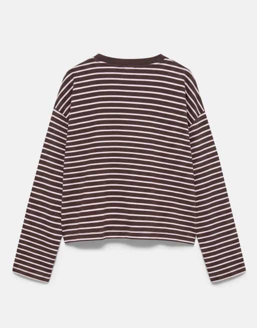 Pull&Bear T-shirt a maniche lunghe boxy fit rosa, 7 di 7