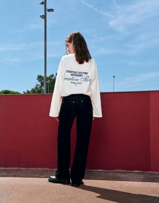Pull&Bear T-shirt a maniche lunghe con grafica e numero in ghiaccio, 2 di 6