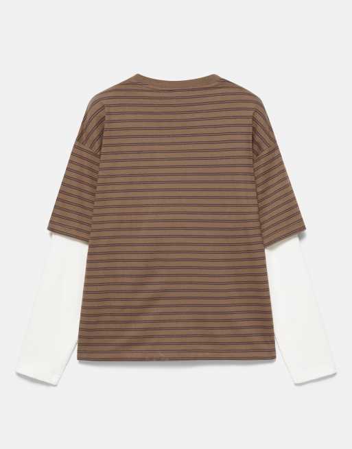 Pull&Bear T-shirt a maniche lunghe doppia a righe, 7 di 7