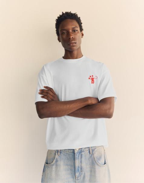 Pull&Bear - T-shirt à motif cow-boy - Blanc cassé - view 1