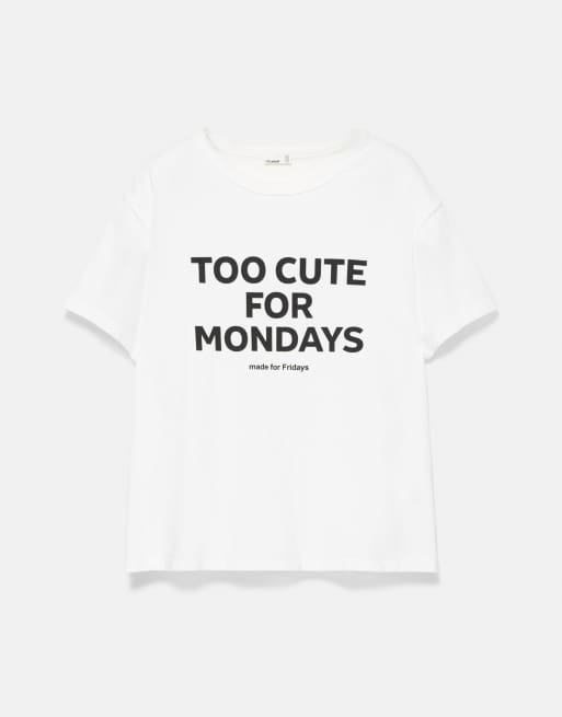 Pull&Bear t-shirt à motif texte graphique en bleu glacier, 6 de 7