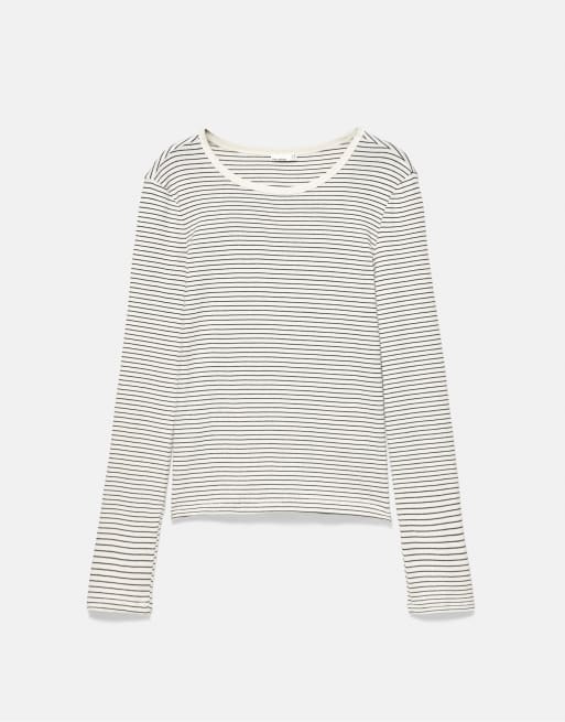 Pull&Bear T-shirt à rayures à manches longues marron, 5 de 7