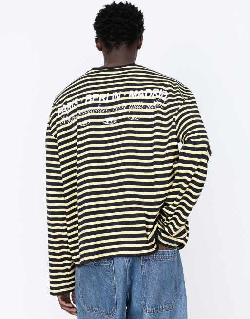 Pull&Bear T-shirt à rayures avec inscription jaune, 5 de 7