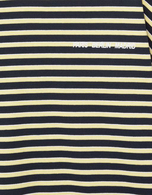 Pull&Bear T-shirt à rayures avec inscription jaune, 7 de 7