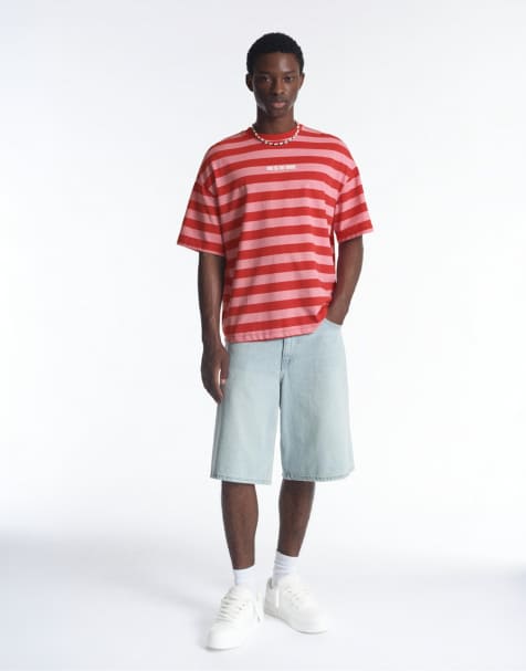 Pull&Bear t-shirt à rayures rouge - view 1