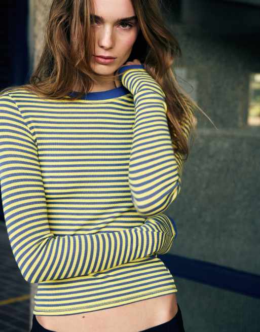 Pull&Bear T-shirt a righe con collo a contrasto, 4 di 7