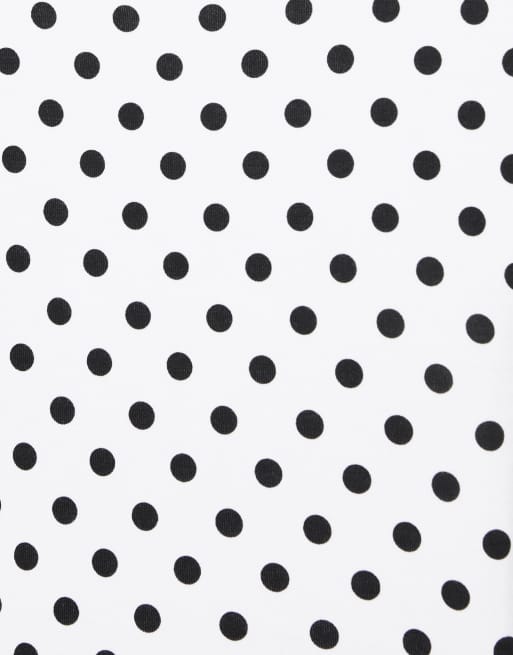 Pull&Bear - T-shirt aderente bianca a pois con maniche ampie, 6 di 7