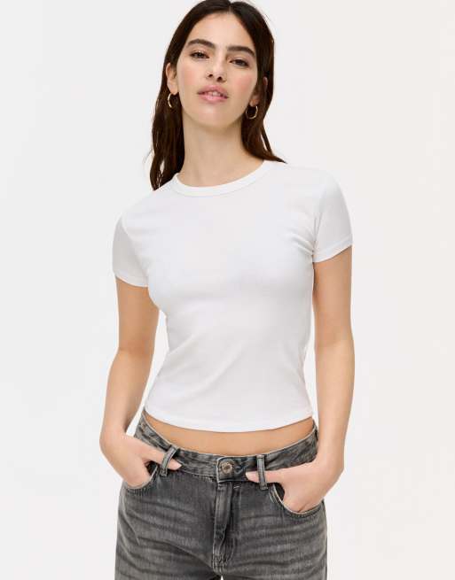 Pull&Bear - T-shirt aderente bianca