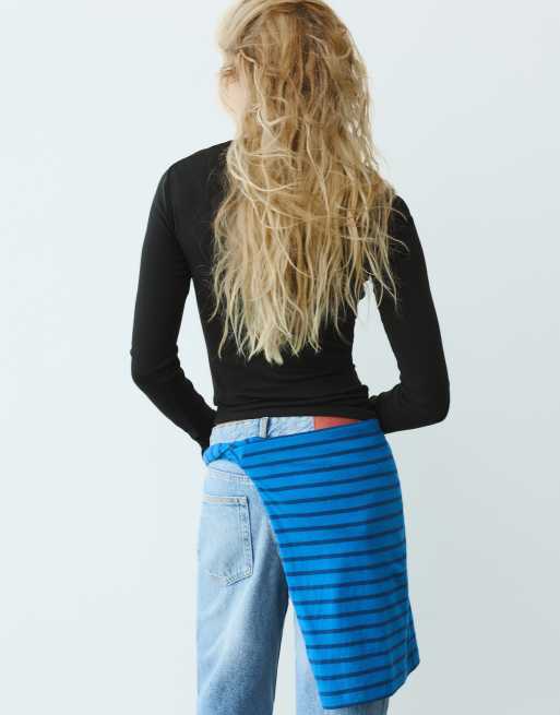Pull&Bear T-shirt aderente con scollo dritto nera, 2 di 7