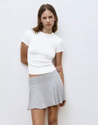 Pull & Bear - T-shirt ajusté à manches courtes - Blanc M