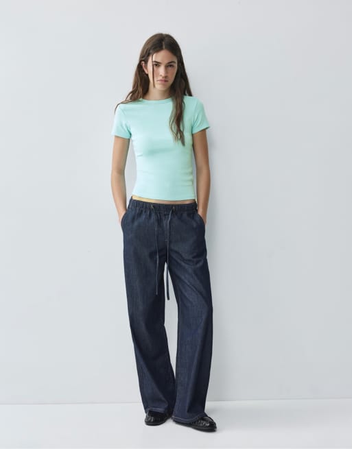 Pull&Bear - T-shirt ajusté à manches courtes - Bleu ciel, 4 de 7