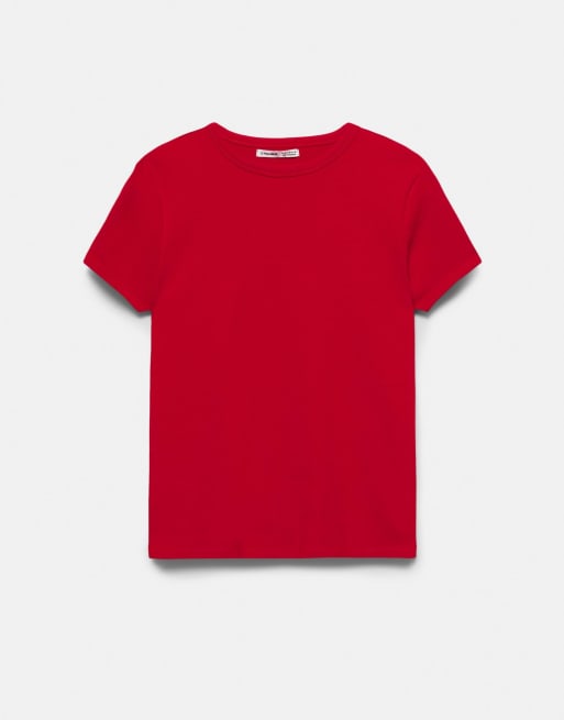 Pull&Bear - T-shirt ajusté à manches courtes - Rouge, 5 de 7