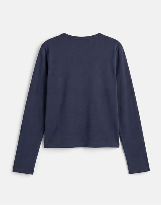 Pull&Bear - T-shirt ajusté à manches longues - Bleu marine, 7 de 7