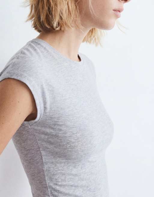 Pull&Bear - T-shirt ajusté à manches longues - Gris chiné, 7 de 7