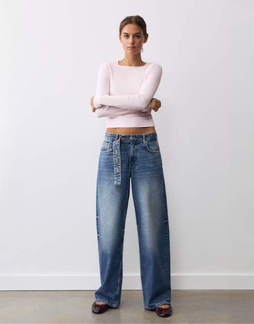 Pull&Bear t-shirt ajusté à manches longues rose, 4 de 7