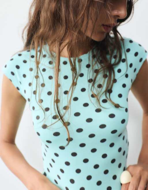 Pull&Bear - T-shirt ajusté à manches longues - Turquoise pâle, 4 de 7