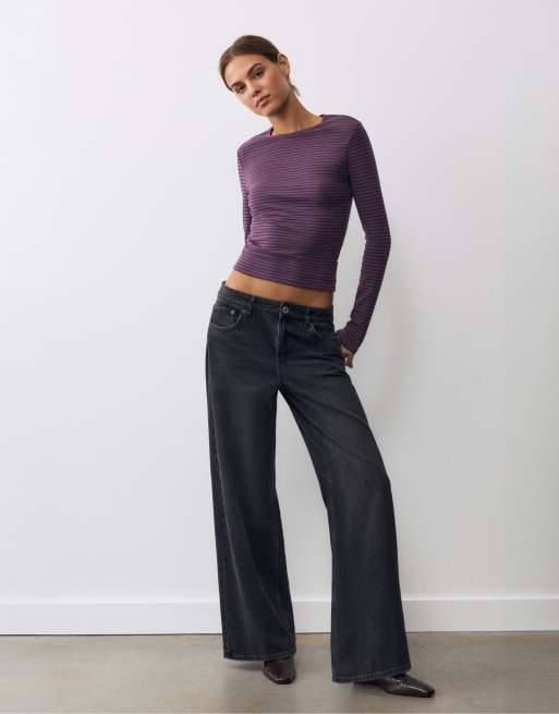 Pull&Bear t-shirt ajusté à manches longues violet, 4 de 7