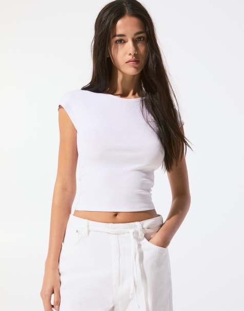 Pull&Bear - T-shirt ajusté à manches volumineuses - Blanc - view 1