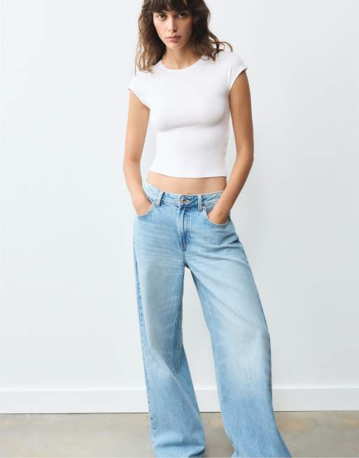 Pull&Bear - T-shirt ajusté à manches volumineuses - Blanc, 5 de 7