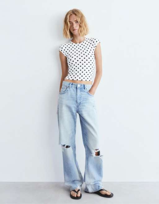 Pull&Bear - T-shirt ajusté à manches volumineuses - Multicolore, 2 de 7