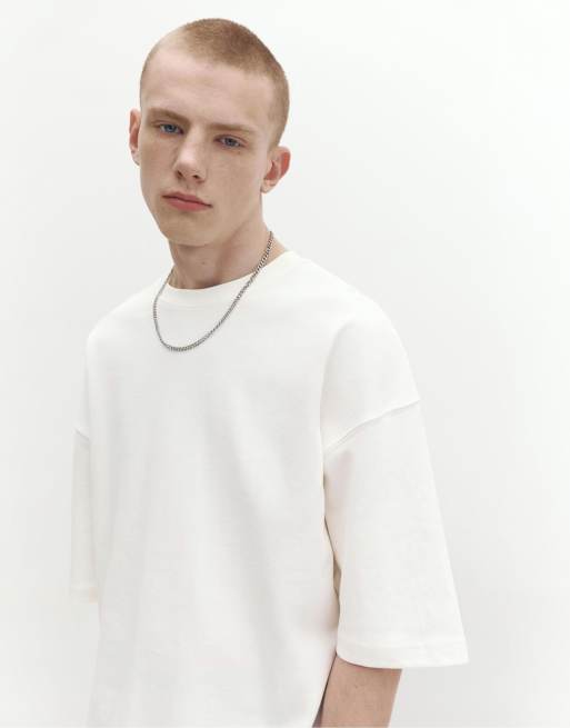 Pull&Bear - T-shirt ampia bianco sporco, 3 di 4