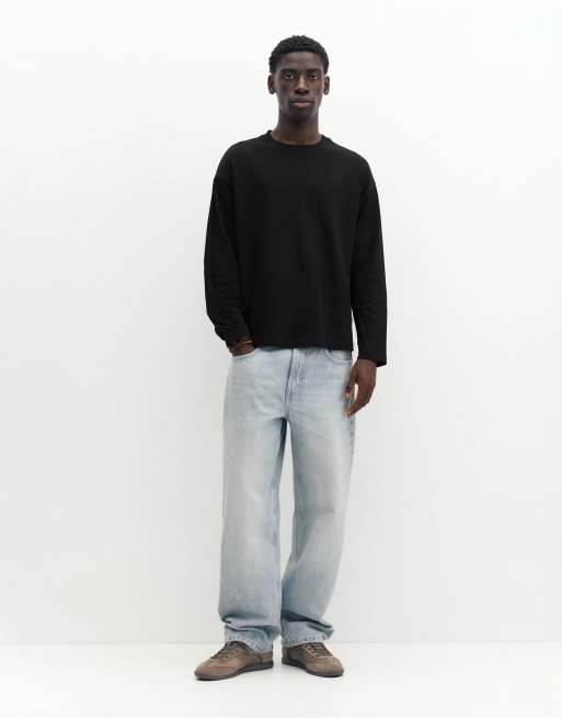 Pull&Bear t-shirt ample épais noir, 4 de 7