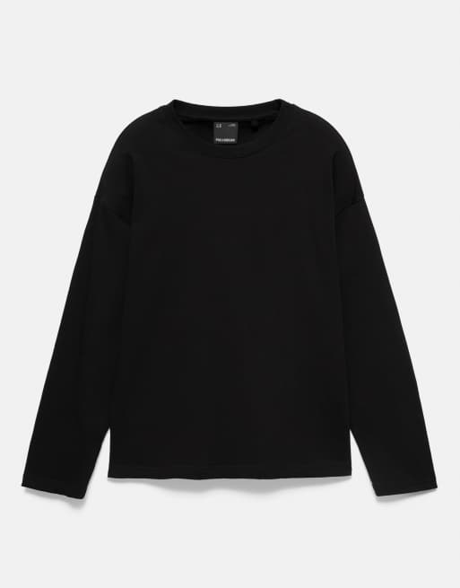 Pull&Bear t-shirt ample épais noir, 5 de 7