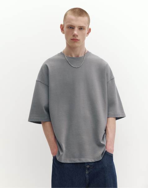 Pull&Bear - T-shirt ample - Gris - view 1