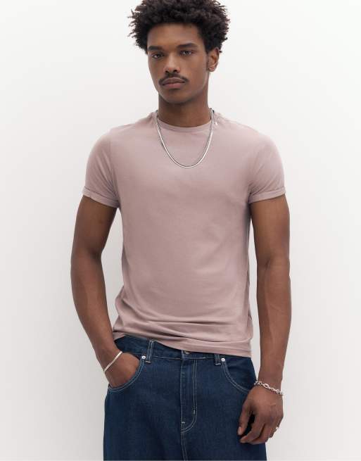 Pull&Bear - T-shirt attillata basic colore neutro