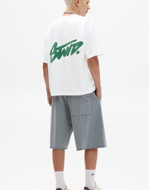 Pull&Bear – T-Shirt aus Netzstoff in Weiß mit „STWD“-Print - view 1